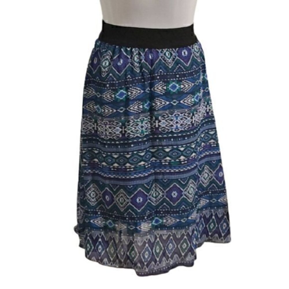 [Lularoe] Elastic Waist Blue Print Maxi Skirt - Size XXS